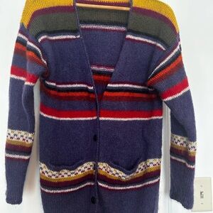 Vintage wool colorful Striped Cardigan